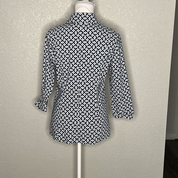 Pure Amici Set Geometric Jacket Pull On Crop Pant Stretch Preppy Blue Size S - Picture 5 of 14